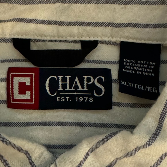 Chaps blue and white striped button down shirt, XLT - Picture 2 of 2